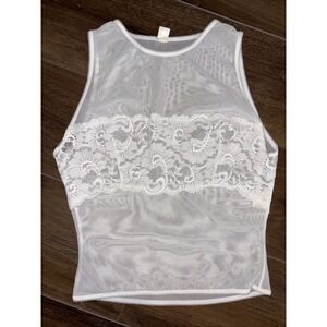 Vintage Gold Tag Victoria Secret White Lace Tank Top Shirt  Small Feminine Girly